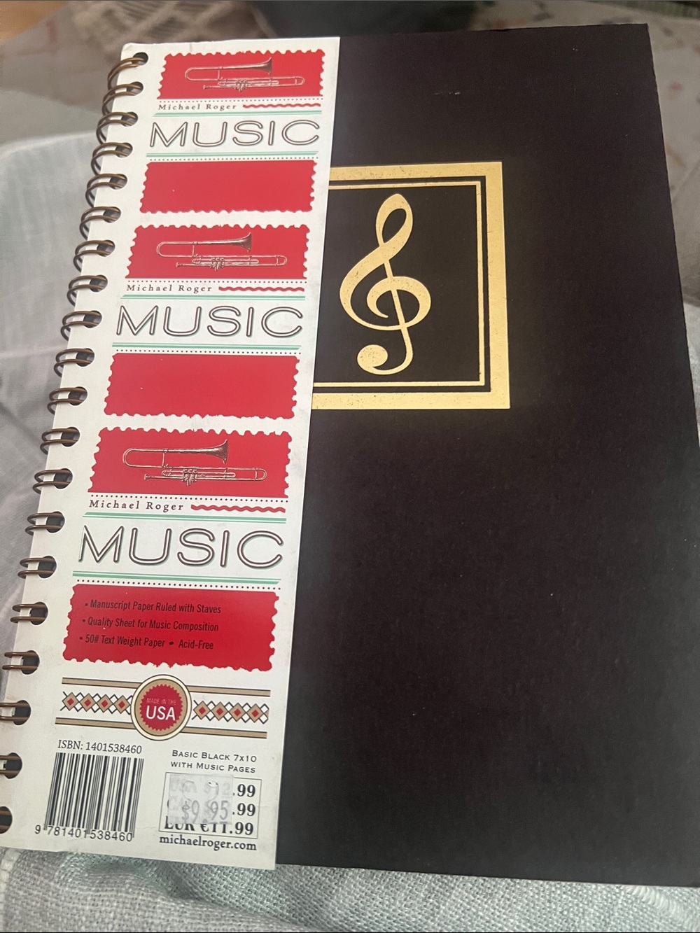 Michael Roger Basic Black 7x10 Music Notebook (Treble Clef Series)